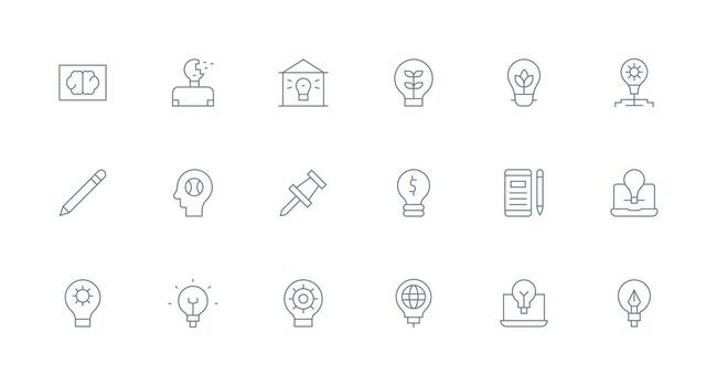 18 idea íconos en mínimo línea estético alta resolución íconos para ninguna plataforma vector