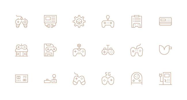 consola presentando 18 íconos en mínimo línea diseño diseño icono paquete vector