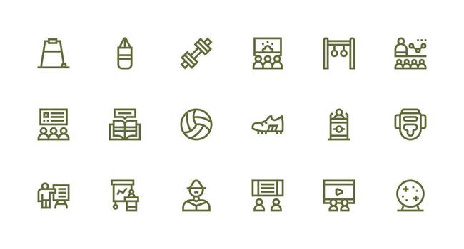 Strong Stroke Line Icons from Training Set with 18 Vectors Functional Icon Series