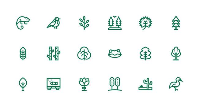 Ecosystem Design Icons featuring 18 in Strong Stroke Line Style Multi-Style Icons for Creative Projects vector