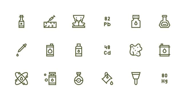 Strong Stroke Line Icons from Substance Set with 18 Vectors Functional Icon Series