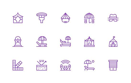 Shade Design Icons featuring 15 in Regular Line Style Multi-Style Icon Collection vector