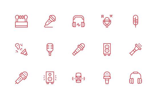 15 Regular Line Style Icons from Audio Equipment Collection Neatly Designed Icons for Web Platforms vector