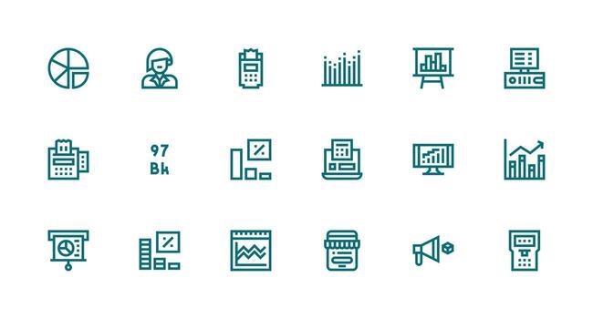 18 Icons for Sales in Strong Stroke Line Format Simple Icons for Interface and Wireframes vector