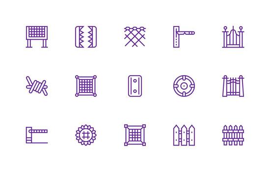 cerca presentando 15 íconos en regular línea diseño diseño Listo icono conjunto para equipos vector