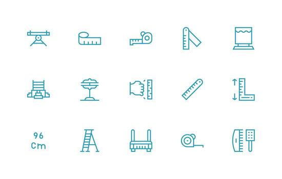 Regular Line Style Height Icons with 15 Vectors Light Icon Series