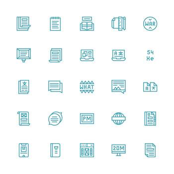 Text Icon Set with 25 Medium Stroke Outline Graphics Clean Icon Set Icon Pack for UI Projects vector