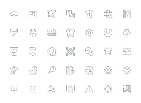 Light Line Style Problem Icons with 35 Vectors Complete Icon Bundle for Web Design