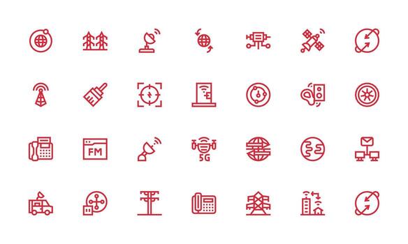 28 Bold Line Vectors for Transmission Theme Scalable Icons for Cross-Platform Interfaces