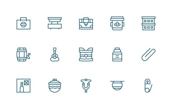 sostener icono conjunto con 15 regular línea gráficos diseño icono colección vector
