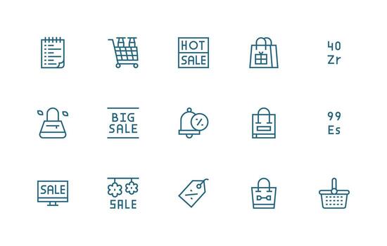 Regular Line Icons from Shopping Set with 15 Vectors Line Icon Collection