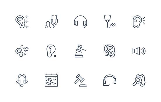 15 regular línea estilo íconos desde escuchando colección píxel Perfecto íconos para moderno aplicaciones vector