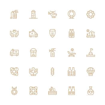 Rescue Icon Set with 25 Medium Stroke Outline Graphics Customizable Icon Series for Mobile Screens vector