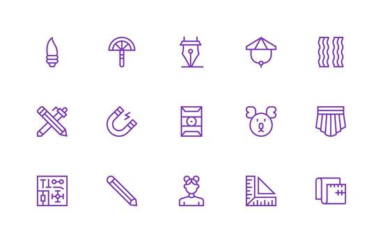 15 Icons for Drawing in Regular Line Format Professional Icon Set vector