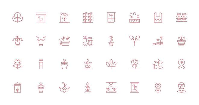 32 Seedling Icons in Thin Line Aesthetic Clean Icon Collection for Web Use vector
