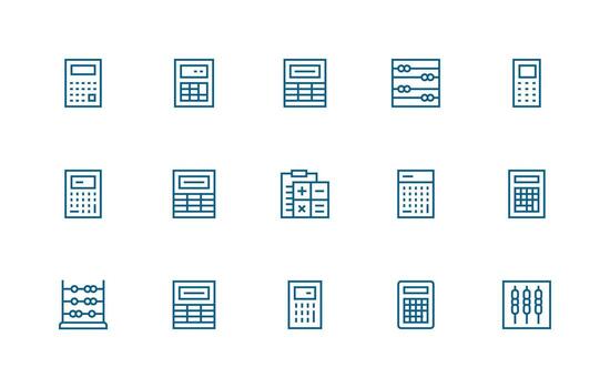 Math Visual Pack containing 15 Regular Line Icons Icon Pack for Various Themes vector