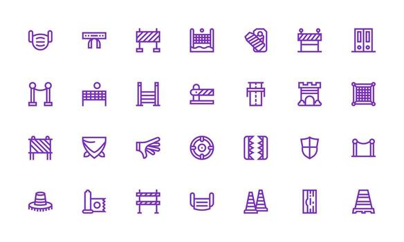 28 Icons for Barrier in Bold Line Format Multi-Style Icons for Creative Projects vector