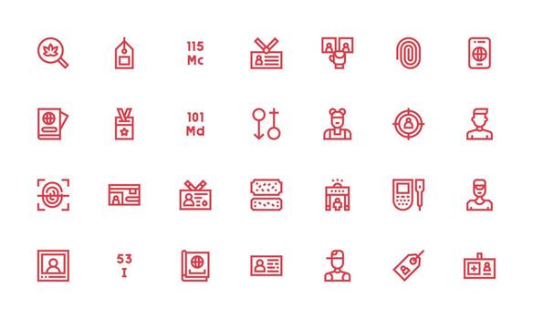 identificación visual paquete conteniendo 28 negrita línea íconos icono paquete para ui vector