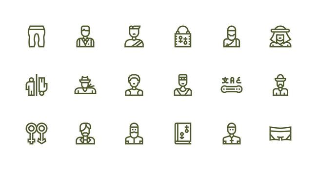 18 Strong Stroke Line Style Icons from Male Collection Minimal Icon Set for Interface Projects vector