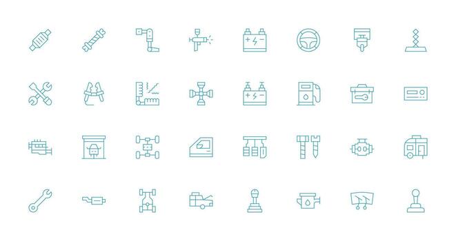 Automotive Visual Pack containing 32 Thin Line Icons Quick Access Icons for UI Development vector