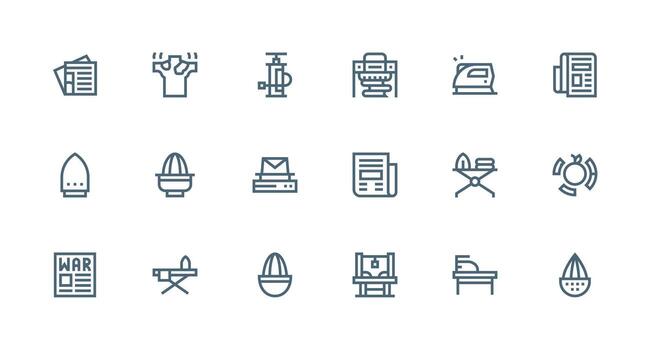 18 Icons for Press in Strong Stroke Line Format Fully Editable Icon Set for Web vector