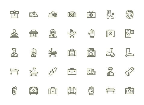 35 Icons for Trauma in Regular Clean Line Format Neatly Designed Icons for Web Platforms vector