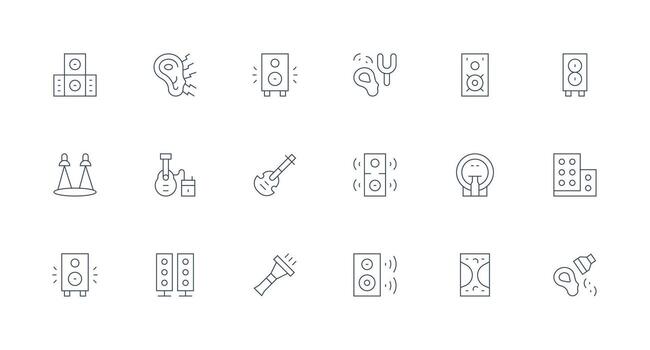 Amplifier Icon Set with 18 Minimal Line Graphics Reusable Icon Set vector