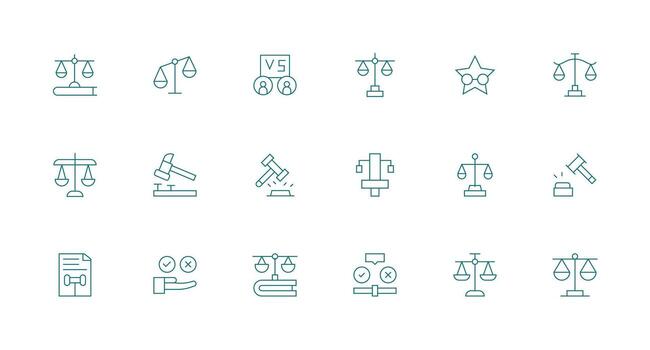 18 mínimo línea íconos para juicio gráficos interfaz icono colección para diario proyectos vector