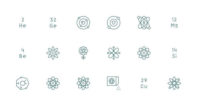 átomo incluso 18 mínimo línea ilustraciones todas dispositivo compatible icono conjunto vector