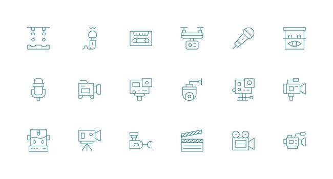 18 Minimal Line Style Icons from Recording Device Collection Multi-Style Icon Collection vector