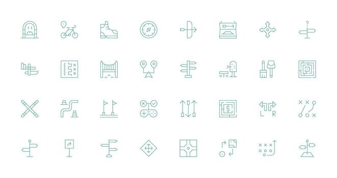 32 Icons for Path in Thin Line Format Web Icon Collection vector
