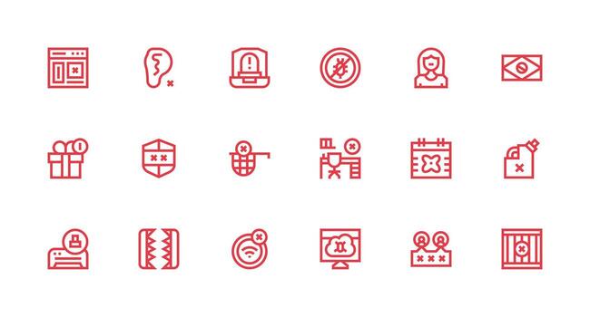 Blocked Set with 18 Strong Stroke Line Icons Balanced Icon Set for Functional Design vector