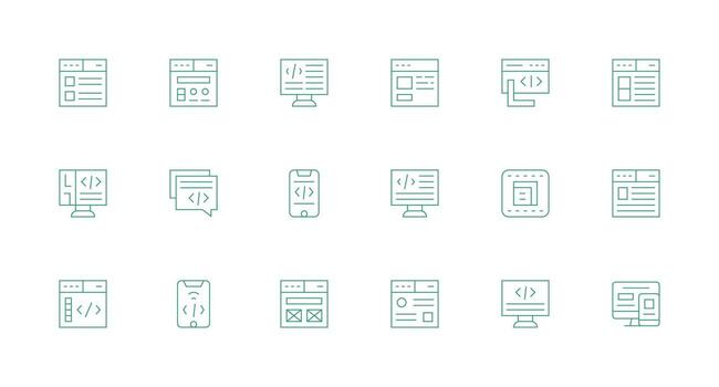 18 Minimal Line Icons for Html Graphics Customizable Icon Series for Mobile Screens vector