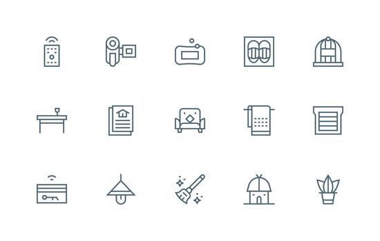 Home Icon Collection with 15 Regular Line Designs Customizable Icon Series for Mobile Screens vector