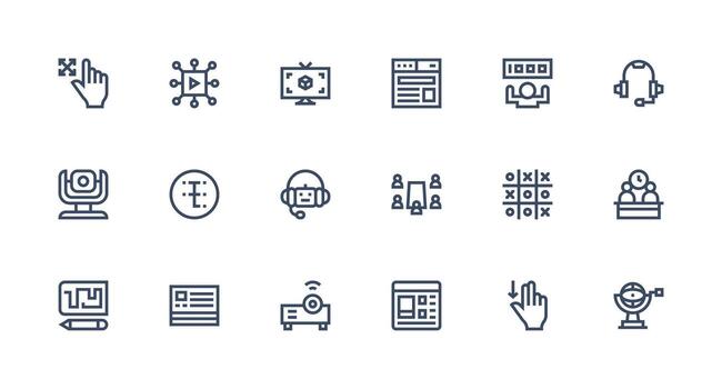 Interactive Set with 18 Strong Stroke Line Icons Web and App Icon Pack Collection vector