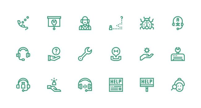 18 Strong Stroke Line Designs for Technical Support Icons Clean Icon Set Icon Pack for UI Projects vector