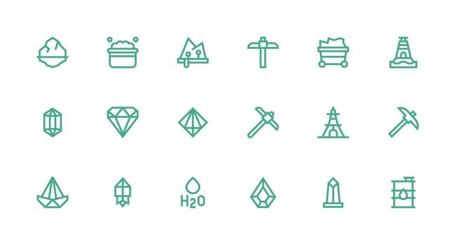 fuerte carrera línea íconos desde mineral conjunto con 18 vectores limpiar icono conjunto icono paquete para ui proyectos