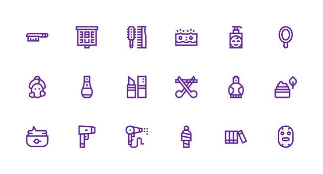 Strong Stroke Line Icons from Beauty Set with 18 Vectors Clear and Concise Icon Set Collection