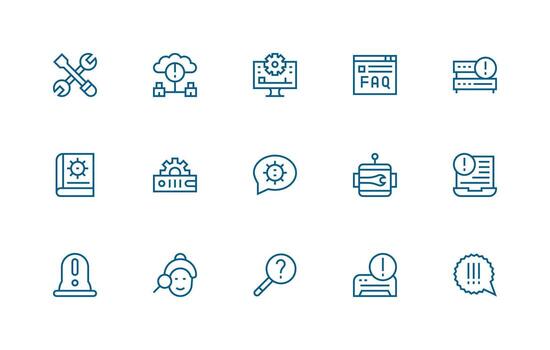 15 Regular Line Icons for Troubleshooting Graphics Simple Icon Pack vector