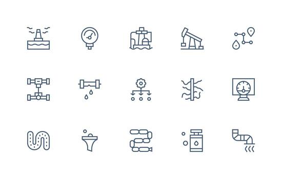 15 regular línea vectores para tubería tema diseño Listo icono conjunto para equipos