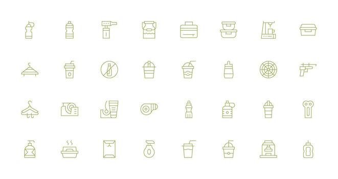 Thin Line Icons from Plastic Set with 32 Vectors All Device Compatible Icon Set