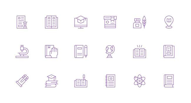 18 Minimal Line Vectors for Study Theme Clear and Concise Icon Set Collection