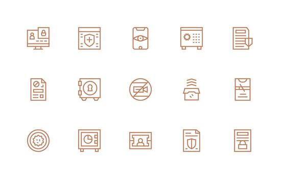 15 Regular Line Icons for Confidential Graphics Display Icon Pack vector