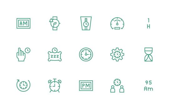 Regular Line Icons from Clock Set with 15 Vectors Icon Pack for Various Themes