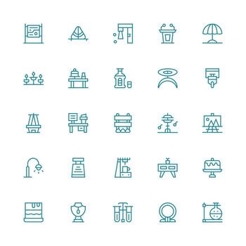 estar visual paquete conteniendo 25 medio carrera contorno íconos ui y ux enfocado icono colección vector