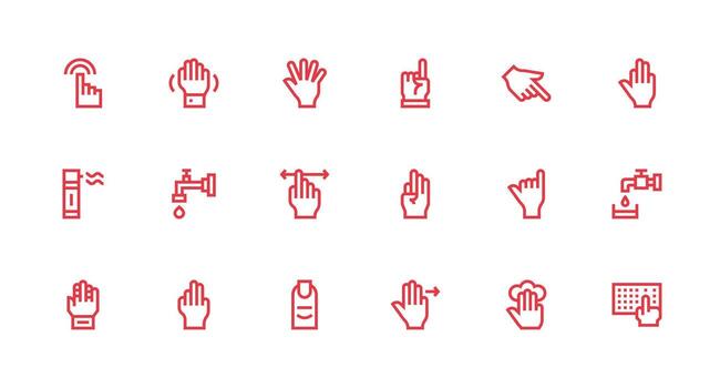 Tap Visual Pack containing 18 Strong Stroke Line Icons Quick Access Icons for UI Development vector