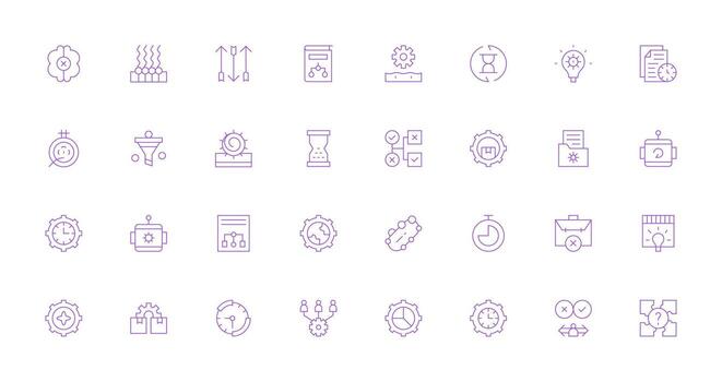 Process Design Icons featuring 32 in Thin Line Style Well-Structured Icons for Creative Use vector