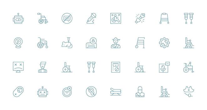 Disabled Set with 32 Thin Line Icons Optimized Icon Pack for Digital Products vector