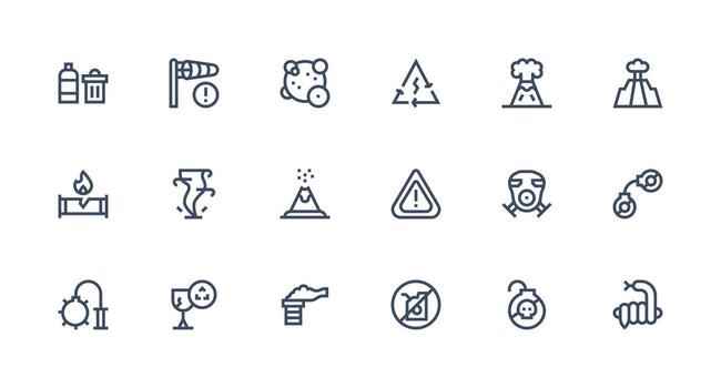 Strong Stroke Line Icons from Hazardous Set with 18 Vectors Interface Icon Collection