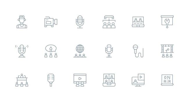 Webinar Icon Collection with 18 Minimal Line Designs User Interface Icons for Digital Products vector